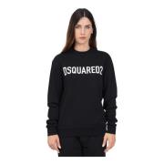 Dsquared2 Svart Crewneck Sweatshirt Logo Print Black, Dam