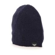 Emporio Armani Kashmir Navy Blue Ribbed Edge Hat Blue, Herr