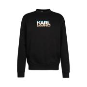 Karl Lagerfeld Logotryck Bomullsweatshirt Black, Herr