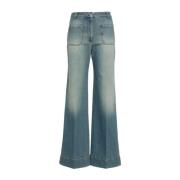 Victoria Beckham Blå Jeans Dammode Aw24 Blue, Dam