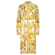 Dolce & Gabbana Majolica-tryck Bomullsskjortklänning Yellow, Dam