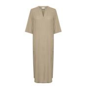 Kaffe Chinchilla Kaftan Klänning V-Hals Beige, Dam