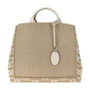 Tod's Canvas Shoppingväska med Logomotiv Beige, Dam