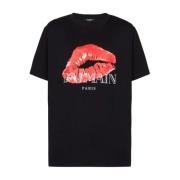 Balmain Kiss Print T-Shirt Black, Herr