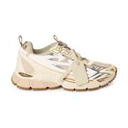 Off White Beige Mesh Sneakers med Ikoniskt Logotyp Beige, Dam