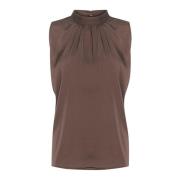 Saint Tropez Elegant Draperad Topp i Chokladbrun Brown, Dam