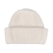 Fedeli Vit Räfflad Kashmir Beanie Mössa White, Dam