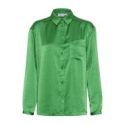 Saint Tropez Oversized Skjortblus med Knappstängning Green, Dam