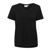 Saint Tropez Adeliasz V-N T-Shirt Svart Black, Dam