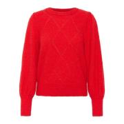 Saint Tropez Röd Stickad Pullover Nanettsz Stil Red, Dam