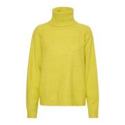 Saint Tropez Rullkrage Pullover Tröja Celery Yellow, Dam