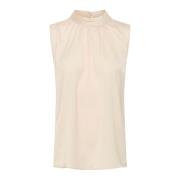 Saint Tropez Elegant Draperad Topp Blus Grå Beige, Dam