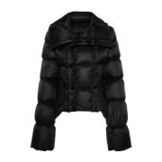 Rick Owens Svart Quiltad Jacka med Tratt Hals Black, Dam