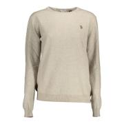 U.s. Polo Assn. Beige Långärmad Broderad Logotyp Topp Beige, Dam