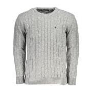 U.s. Polo Assn. Twisted Broderad Crew Neck Sweater Gray, Herr