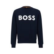 Boss Herr Bomull Blå Logo Sweatshirt Blue, Herr