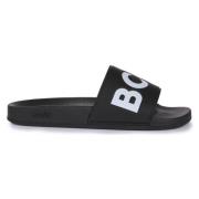 Boss Slide Sandaler Svart Vit Män Black, Herr