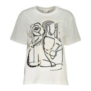 Desigual Kortärmad Dam T-shirt Vit Print White, Dam