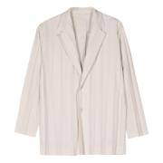 Issey Miyake Lyxig Veckad Blazer Beige, Herr