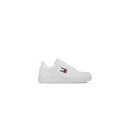 Tommy Hilfiger Vita Lädertryckta Sneakers Gummisula White, Herr