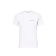 Victoria Beckham Logo Tee, Rund Hals, Slim Fit White, Dam