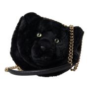 Dolce & Gabbana Exklusiv Panther Axelväska med Krokoprägling Black, Da...