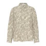 Soaked in Luxury Elegant Shadow Drop Print Skjortblus Beige, Dam