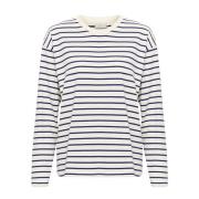 Kaffe Randig långärmad T-shirt Antique White/Beacon Blue Blue, Dam