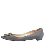 Manolo Blahnik Pre-owned Pre-owned Satin lgskor Gray, Dam