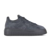 Hogan Grå Mocka Läder Sneakers Tjock Sula Gray, Herr