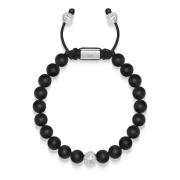 Nialaya Mens Beaded Bracelet with Onyx and Sterling Silver Beads Gray,...