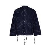 Henrik Vibskov Marin Smiley Denim Jacket Needle Punch Blue, Herr