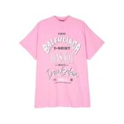 Balenciaga Flamingo Pink Text Print T-shirt Pink, Dam