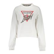 Guess Elegant vitt tryckt sweatshirt med strass White, Dam