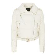 PINKO Ivory Bikerjacka med dragkedja White, Dam