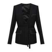 Victoria Beckham Tie-Waist Blazer Black, Dam