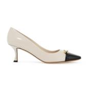 Salvatore Ferragamo Gyllene Gancini Läderpumps White, Dam