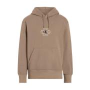 Calvin Klein Jeans Grafisk Hoodie Stämpeldesign Beige, Herr