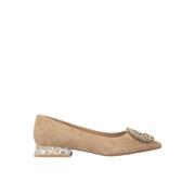 Alma EN Pena Glittrande ballerina flats med rhinestones Brown, Dam