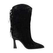 Alma EN Pena Fringed halvboot med dekorationer Black, Dam