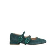 ALMA EN PENA Rhinestone Ballerina Flats Green, Dam