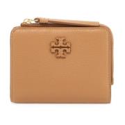 Tory Burch Dubbel Ficka Hammare Läder Plånbok Brown, Dam