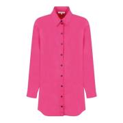 Patrizia Pepe Fuchsia Skjorta Mjuk Passform Brand Logo Purple, Dam