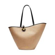 Jacquemus Canvas Läder Trim Axelväska Beige, Dam