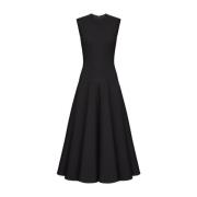 Valentino Garavani Svart Ull Crepe Ärmlös Klänning Black, Dam