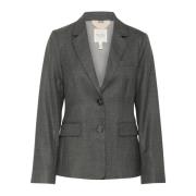 Part Two Grå Flanell Melange Blazer Jacka Gray, Dam