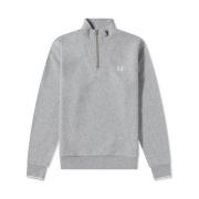 Fred Perry Vit Half Zip Sweatshirt Gray, Herr