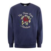 Drole de Monsieur Blommig Slogan Sweatshirt Blue, Herr