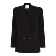 My Essential Wardrobe Klassisk Svart Blazer med Axelvaddar Black, Dam