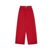 The New Society Corduroy Straight Cut Pants Ruby Dusk Red, Dam